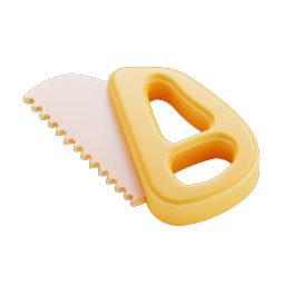 3D Clay Saw with Letter B Icon - Glossy Tool Design