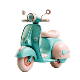 Cute Clay-Style Scooter Icon - Pastel 3D Illustration