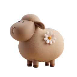 Adorable Clay Sheep with Daisy Flower 3D Icon