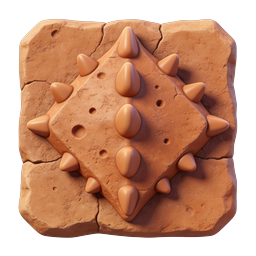 Clay Spiked Cube 3D Icon - Terracotta Game Asset
