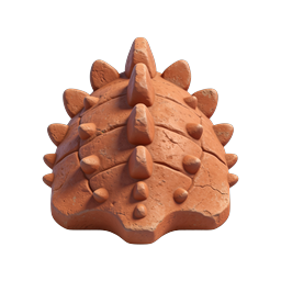 Icona creatura a cupola spinosa in argilla - Rendering 3D Terracotta