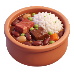 Clay-Style Hearty Stew Bowl with Rice and Beans Icon