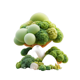 Clay-Style Nature Scene Icon with Stylized Trees