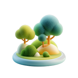 Charming Clay-Style Trees on Mini Island Icon