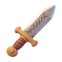 Clay 3D Sword Icon - Medieval Fantasy Weapon