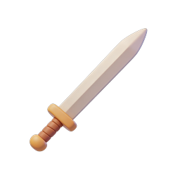 3D Clay Sword Icon - Medieval Weapon Gaming App Icon