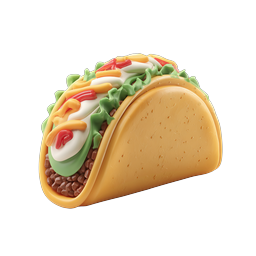 Clay-Style 3D Taco Icon - Mexican Food Illustration