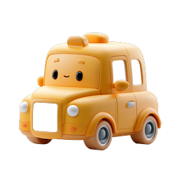 Cute Clay Taxi Car 3D Icon for Transport Apps