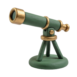 Clay Telescope Icon - Handcrafted 3D Astronomy Illustration