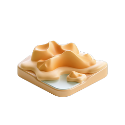 Clay Terrain Map 3D Icon - Topographic Landscape