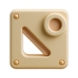 Clay Tile Frame Icon - 3D Wooden Bar Design
