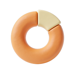 Clay Torus 3D Icon - Orange Ring with Cream Detail
