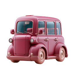 Clay Toy Bus Icon - Cute Pink Vintage 3D Transport
