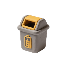 Clay Trash Can Icon - Handcrafted 3D Recycling Bin