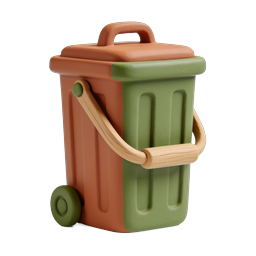 Clay Style Trash Can Icon - 3D Rendered Bin