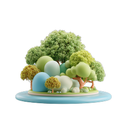Clay Style Trees Island 3D Nature Icon | Mini Forest