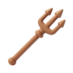 Clay Trident Icon - 3D Mythological Weapon Design