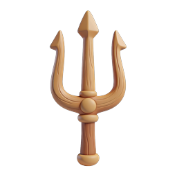 Clay-Style Trident Icon | 3D Mythological Weapon Design