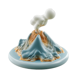 Clay Volcano 3D Icon - Erupting Mountain Illustration