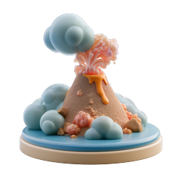 Clay Style Erupting Volcano 3D Icon - Cute Nature Illustration