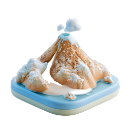 Clay Volcano Icon - 3D Snow-Capped Mountain Design