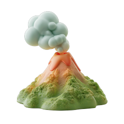 Clay-Style Volcano Eruption Icon with Lava and Smoke
