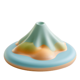 Clay Volcano Island Icon - 3D Pastel Nature Illustration