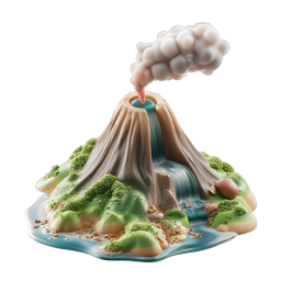 Clay-Style Erupting Volcano 3D Nature Icon