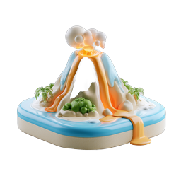 Clay-Style Volcanic Island Eruption 3D Icon