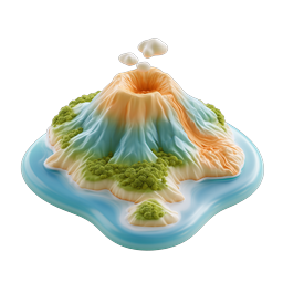 3D-Icon Vulkaninsel im Clay-Stil | Natur
