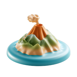 Clay Volcano Island 3D Icon - Nature Geology Design