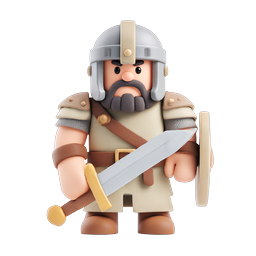 Clay Warrior Knight with Sword and Shield Icon