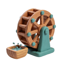 粘土の水車アイコン - ハンドメイド 3D イラストレーション