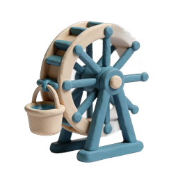 Clay Water Wheel Icon - Handcrafted 3D Model Design