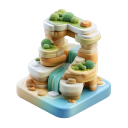 Clay Waterfall Cliff Nature Landscape 3D Icon