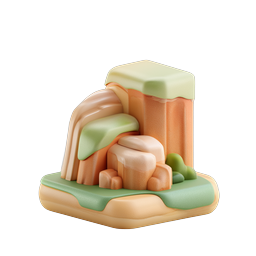 ไอคอนเกาะน้ำตก 3D แบบดินปั้น - ฉากธรรมชาติ