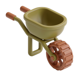 Clay Style Wheelbarrow Icon - 3D Gardening Tool
