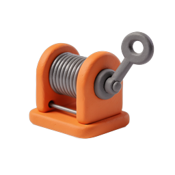 Icono 3D de cabrestante manual estilo arcilla - Herramienta mecánica