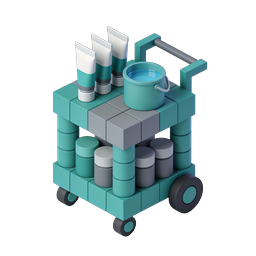 Isometric Cleaning Cart Icon | Housekeeping Trolley