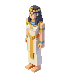 Stylized Cleopatra Icon in Voxel Art Style
