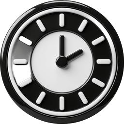 Realistic 3D Clock Timer Icon - Black Glossy Design