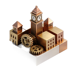 Ícone de Torre do Relógio de Bronze - Design 3D Isométrico
