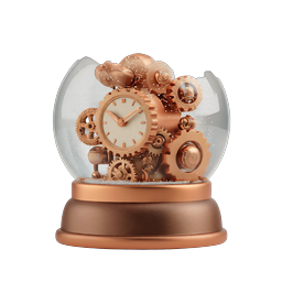 Rose Gold Clockwork Snow Globe 3D Icon