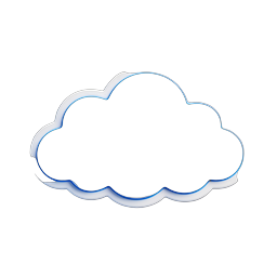 Realistic 3D Cloud Computing Icon - Glossy White & Blue