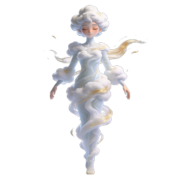 アプリ向け3Dファンタジーキャラクター、クラウドゴッデスアイコン