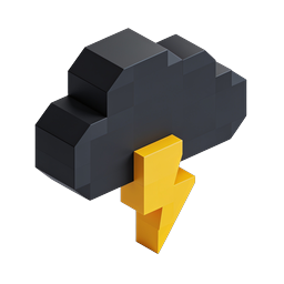 3D Isometric Cloud Lightning Storm Icon