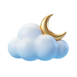 Cloud and Crescent Moon 3D Icon for Night Apps