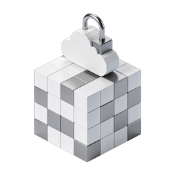 Cloud Security Padlock Icon - 3D Isometric Design