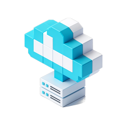 Pixelated Cloud Server Icon - 3D Voxel Technology