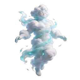 Cloud Spirit Character 3D Icon - Ethereal Weather Element